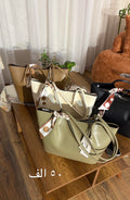 Shiny tote with scarf